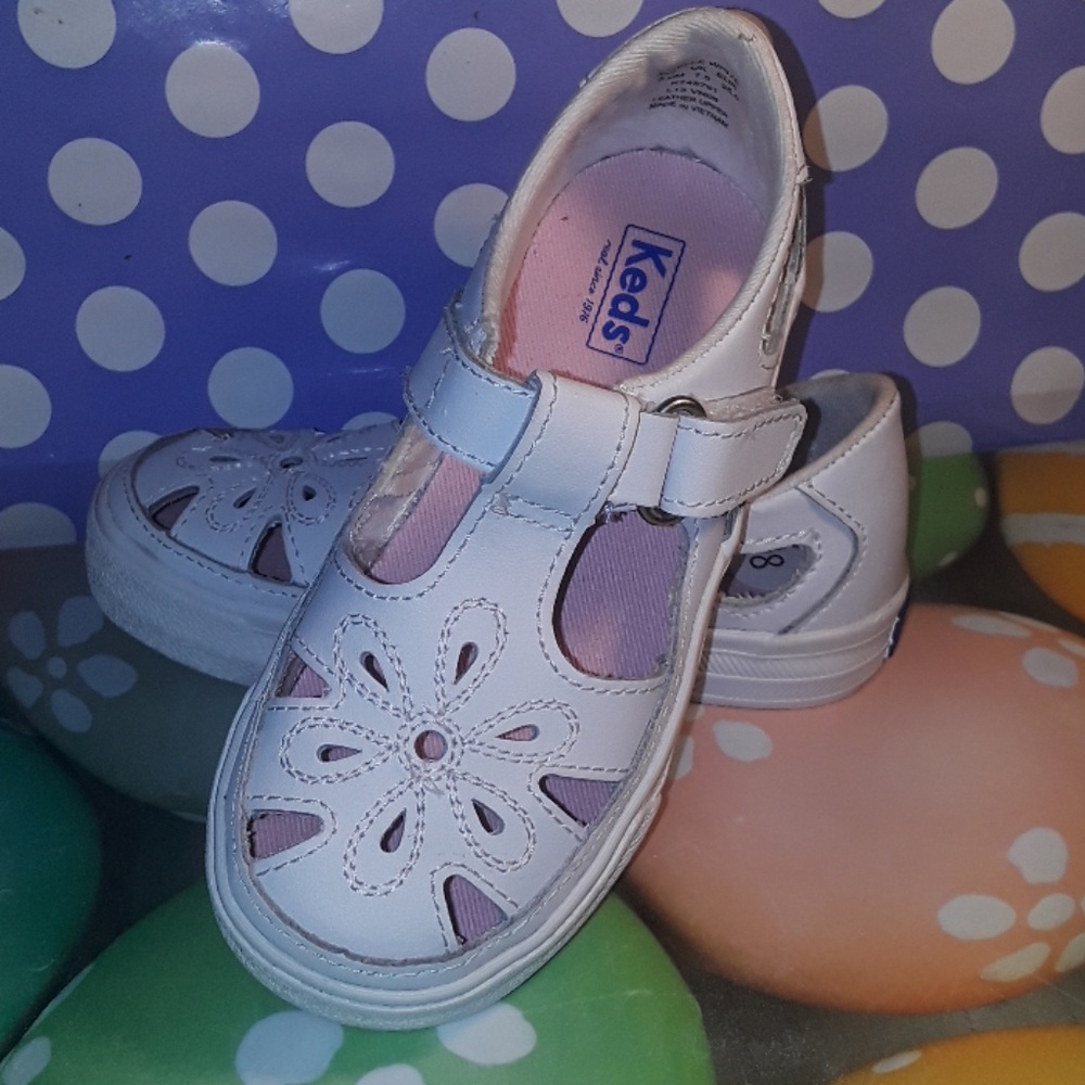 keds girl flower white leather sandals, Adele 8